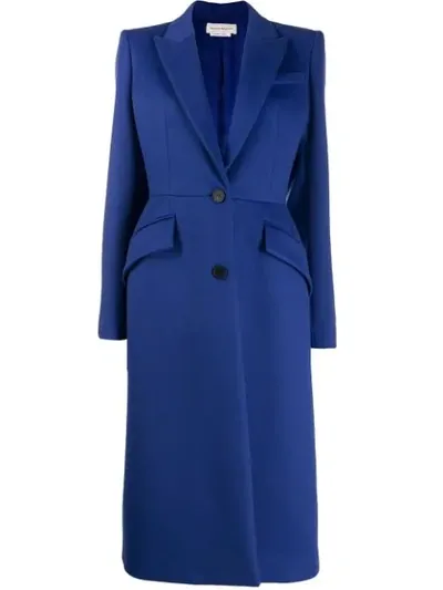 Alexander Mcqueen Wool And Cashmere-blend Felt Coat In Blue