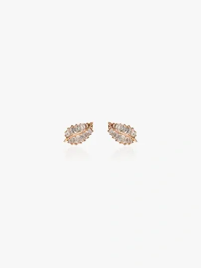 Anita Ko 18k Rose Gold Palm Leaf Diamond Earrings