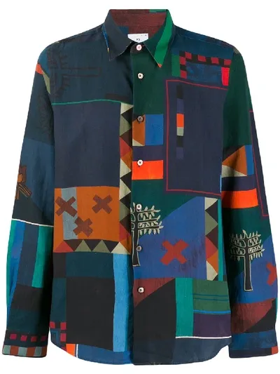 Ps By Paul Smith Colour-block Shirt In Blue