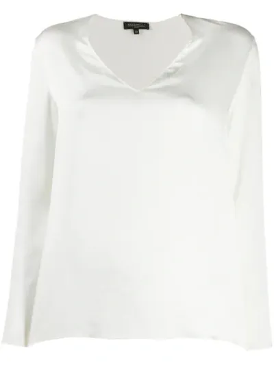 Antonelli V-neck Silk Top In White