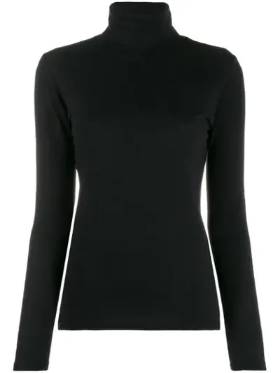 Majestic Turtle-neck Long Sleeve Top In Black