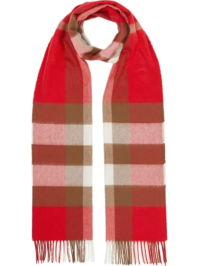 Burberry Check Cashmere Scarf In Red