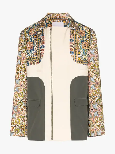 Paria Farzaneh Iranian Print Panel Suit Jacket In Blue