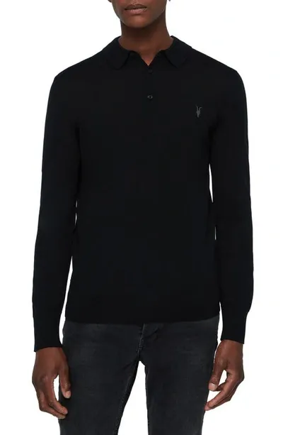 Allsaints Mode Long Sleeve Wool Polo In Racing Green