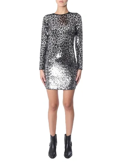 Michael Michael Kors Leopard Dress In Grey