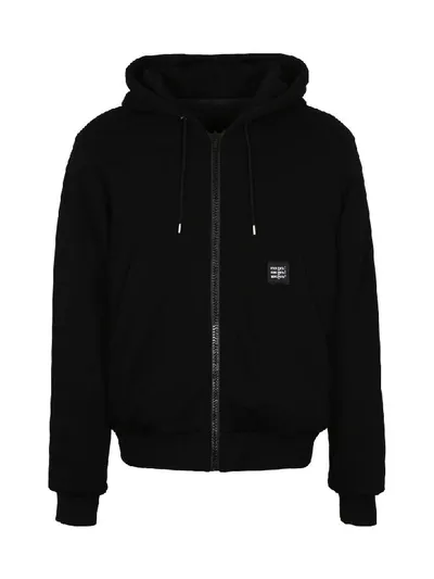 Msgm Reversible Hooded Cotton Jacket In Black