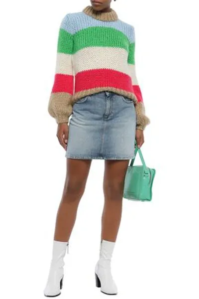 Ganni Woman Julliard Color-block Mohair And Wool-blend Sweater Multicolor