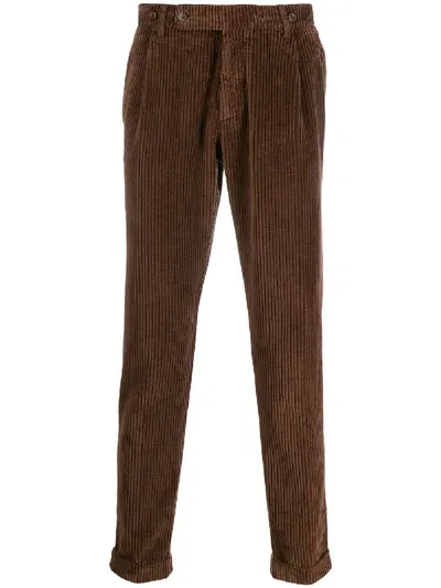 Berwich Corduroy Tapered Trousers In Brown