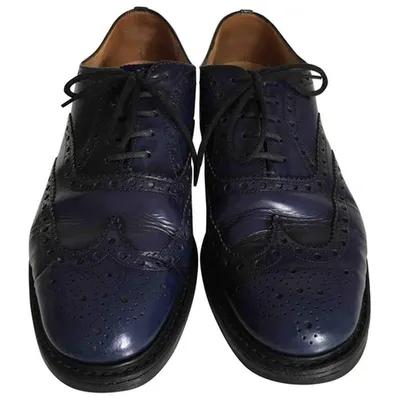 Pre-owned Church's Leather Lace Ups In Blue