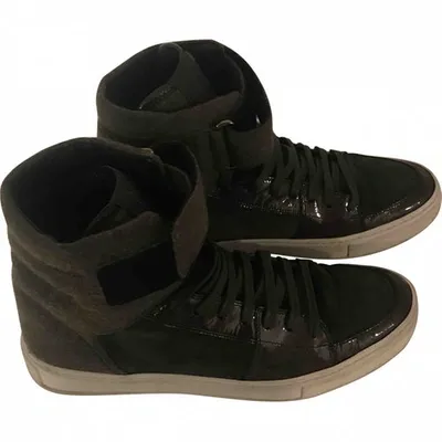 Pre-owned Saint Laurent Leather High Trainers In Green