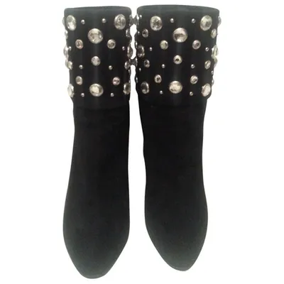 Pre-owned Balmain Black Suede Ankle Boots