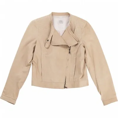 Pre-owned Miu Miu Beige Leather Biker Jacket