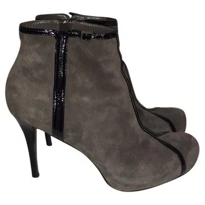 Pre-owned Alexander Mcqueen Ankle Boots In Grey