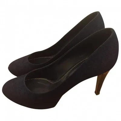 Pre-owned Sergio Rossi Navy Cloth Heels