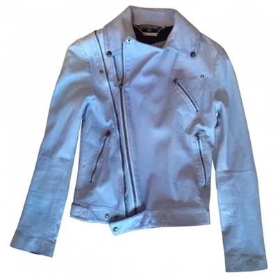 Pre-owned Alexander Mcqueen Jacke Leder Blau In Other