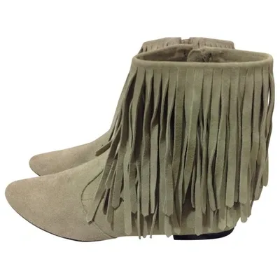 Pre-owned Sam Edelman Ecru Suede Boots