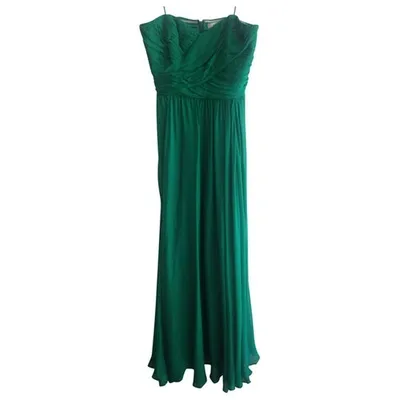 Pre-owned Badgley Mischka Silk Maxi Dress In Green