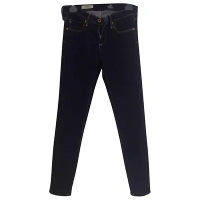 Pre-owned Ag Slim Jeans In Navy