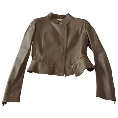 Pre-owned Paule Ka Leather Jacket In Beige