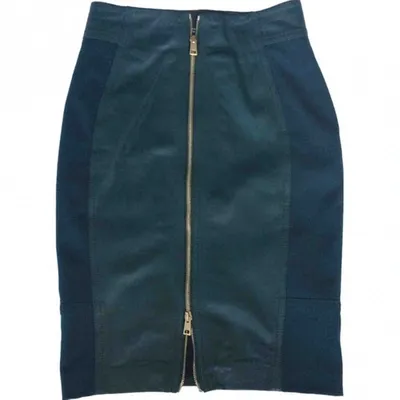 Pre-owned Atos Lombardini Leather Mid-length Skirt In Green