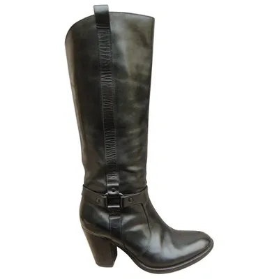 Pre-owned Sartore Leather Boots In Black