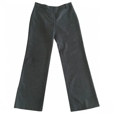 Pre-owned Miu Miu Wool Straight Pants In Grey