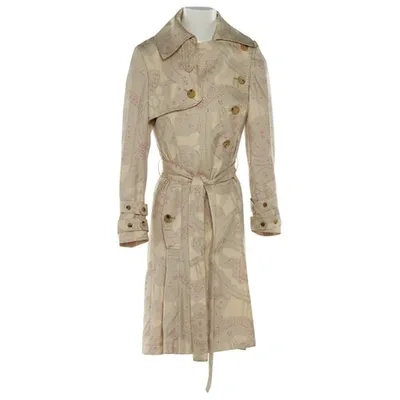 Pre-owned Temperley London Silk Trench Coat In Ecru