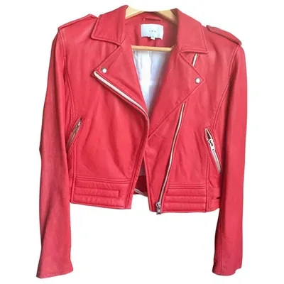 Pre-owned Iro Leather Biker Jacket In Red