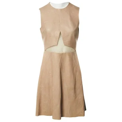 Pre-owned Cushnie Et Ochs Leather Mini Dress In Beige