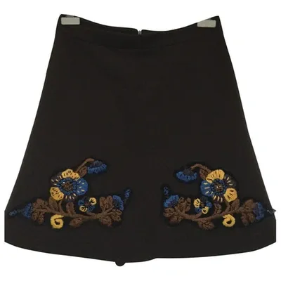 Pre-owned Miu Miu Wool Mini Skirt In Brown