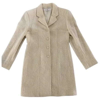 Pre-owned Mcm Wool Peacoat In Beige