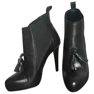 Pre-owned Allsaints Leather Ankle Boots In Black