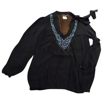 Pre-owned Antik Batik Silk Blouse In Navy