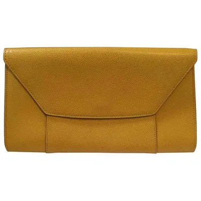 Pre-owned Valextra Leather Clutch Bag In Yellow