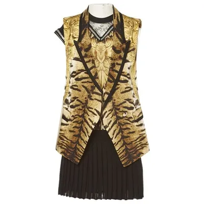 Pre-owned Roberto Cavalli Silk Mini Dress In Brown