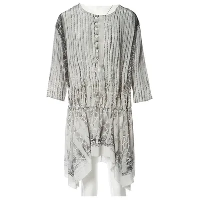 Pre-owned Roberto Cavalli Silk Mini Dress In Grey