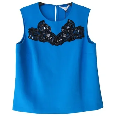 Pre-owned Diane Von Furstenberg Blue Polyester Top