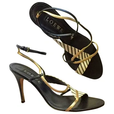 Pre-owned Loewe Leather Sandals In Black