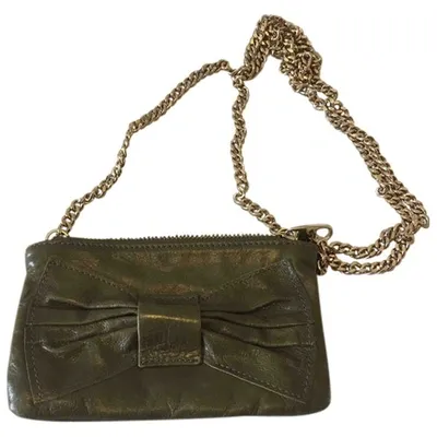 Pre-owned Red Valentino Green Leather Clutch Bag