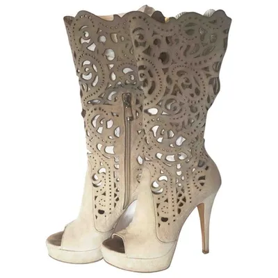 Pre-owned Loriblu Boots In Beige