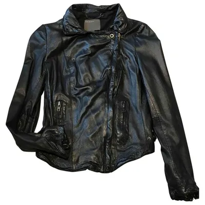 Pre-owned Muubaa Leather Biker Jacket In Black