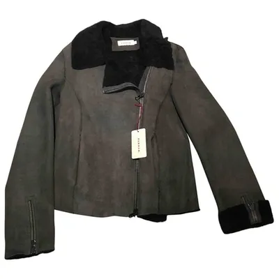 Pre-owned P.a.r.o.s.h Leather Coat In Grey