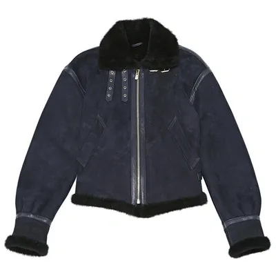 Pre-owned Alexandre Vauthier Biker Jacket In Navy