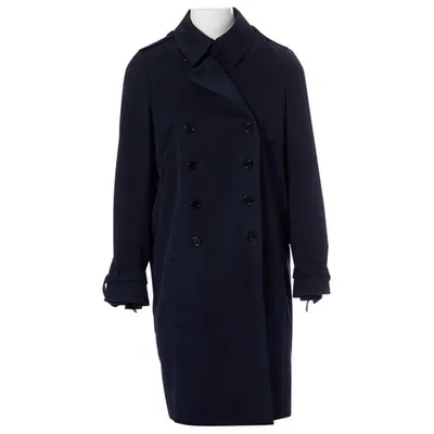 Pre-owned Alexander Mcqueen Trench Coat In Navy