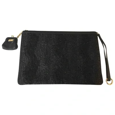 Pre-owned Dolce & Gabbana Leather Clutch Bag In Black