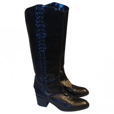 Pre-owned Sartore Leather Boots In Black