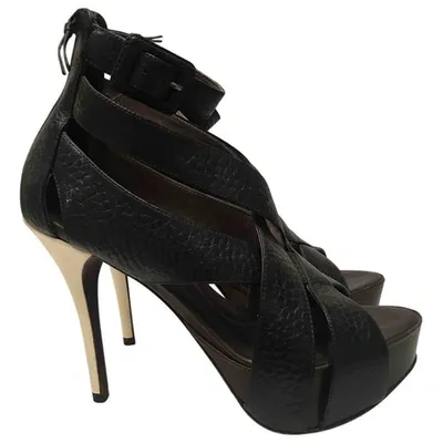 Pre-owned Bcbg Max Azria Leather Sandals In Black