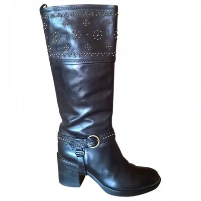 Pre-owned Sartore Leather Riding Boots In Black