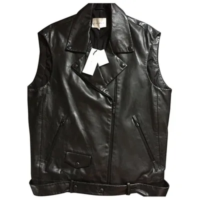 Pre-owned Sandro Leather Jacket In Black