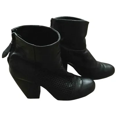 Pre-owned Rag & Bone Leather Ankle Boots In Black